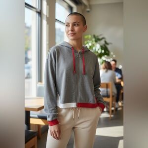 Soncy | Cropped Zip Up Hoodies Jacket in Heathered Gray Size M Medium